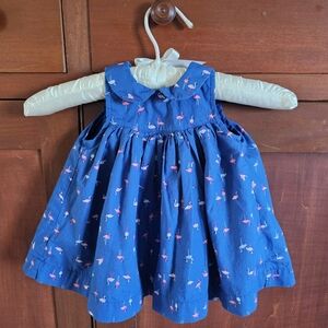 First Impressions Flamingo Print Blue Cotton Dress 3-6 Months